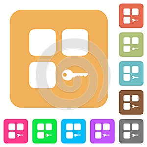 Secure component rounded square flat icons
