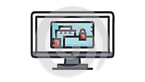 Secure Computer Monitor with Padlock Icon, vector design Generative AI