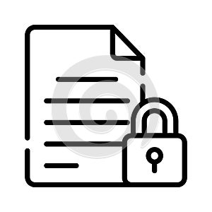 Secure confidential agreement document with locked access vector, padlock protection
