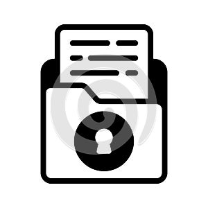 Secure confidential file folders, with paper documents security vector icon