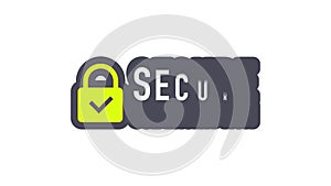 Secure connection icon isolated on white background, flat style secured ssl shield symbols. Motion graphics.