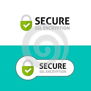 Secure connection icon, secured ssl protected safe data encryption