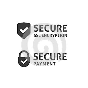 Secure connection icon, secured ssl shield, protected payment, safe data photo