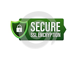 Secure connection icon vector illustration isolated on white background, flat style secured ssl shield symbols. photo