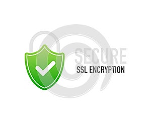 Secure connection icon vector illustration isolated on white background, flat style secured ssl shield symbols