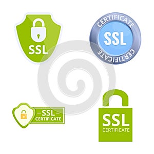 Secure connection icons set cartoon vector. Secure sockets layer certificate