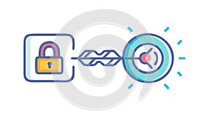 Secure Connection and Locked Data Flow, Cybersecurity Access, vector design Generative AI