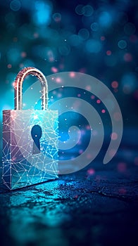 Secure connection padlock on a background representing network security