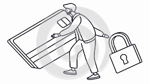 Secure credit card with lock. Online payment protection, data security, vector design Generative AI