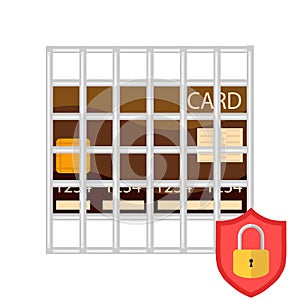 Secure credit card transaction. The bank card is under protection.