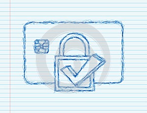 Secure credit card transaction. Payment protection concepts, Secure payment. sketch style. Vector illustration