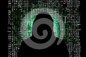 Secure crime binary network cyber spy virus hacker computer code hacking criminal technology