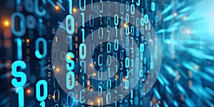 Secure Data: Abstract Technology Background with Falling Digital Binary Code. Concept Technology