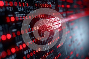 Secure data concept Encryption, digital binary, and computer virus