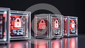 Secure Data Cubes Displaying Digital Locks
