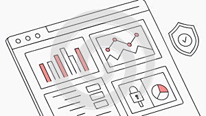 Secure Data Dashboard UI with Lock and Shield Protection Icons, vector design Generative AI