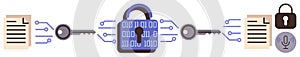 Secure Data Encryption with Keys and Lock Highlighting Cyber Security Concept