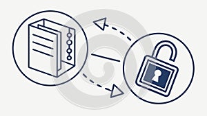 Secure Data Exchange, Encrypted Information Flow, Digital Security, vector design Generative AI