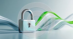 Secure Data Flow with Digital Lock Imagery.