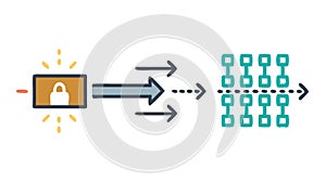Secure Data Flow Encrypted Information Transfer, vector design Generative AI
