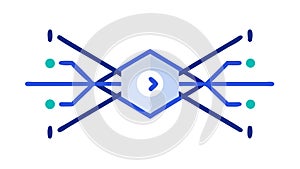 Secure Data Flow Interconnected Digital Network Vector, vector design Generative AI