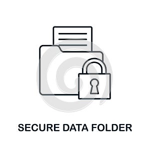 Secure Data Folder icon from cyber security collection. Simple line Secure Data Folder icon for templates, web design and
