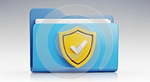 Secure Data Folder with Protection Shield Icon