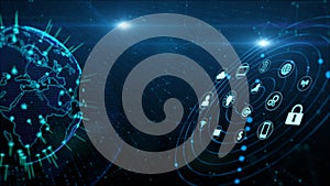 Secure Data Network Digital Data Cyber Security Digital Cyberspace Concept. Earth Element Furnished by Nasa