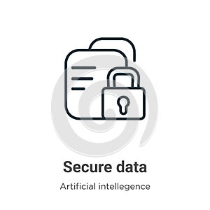 Secure data outline vector icon. Thin line black secure data icon, flat vector simple element illustration from editable photo