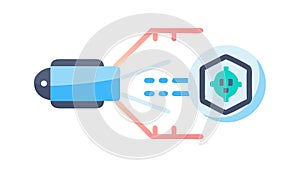 Secure Data Stream Icon - Cybersecurity, Encryption Privacy, vector design Generative AI