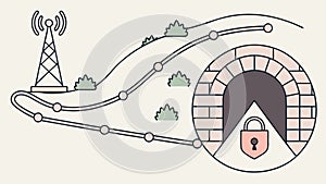 Secure Data Tunnel and Network Connection, vector design Generative AI