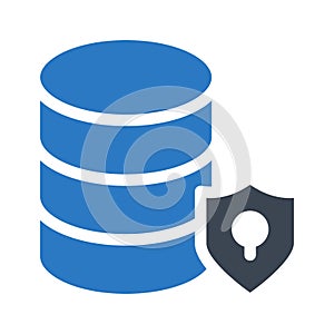Secure database glyph color flat vector icon