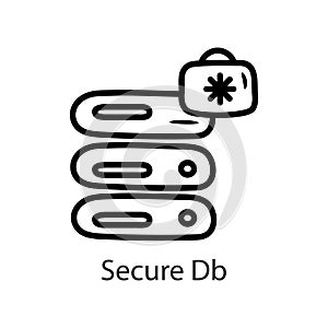 Secure Db Outline Icon Design illustration. Data Symbol on White background EPS 10 File