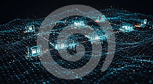 Secure decentralized blockchain network grid concept