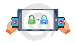 Secure Device Pairing and Authentication, vector design Generative AI
