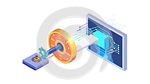 Secure Digital Access and Data Flow Isometric, vector design Generative AI