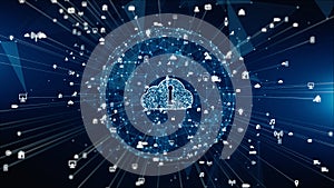 Secure Digital Data Network. Cloud Computing Cyber Security Concept. Earth Element Furnished by Nasa