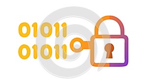 Secure Digital Lock with Binary Code for Cybersecurity, vector design Generative AI