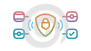 Secure Digital Lock Connection Vector, vector design Generative AI