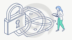 Secure digital lock and data protection, symbolizing cybersecurity. vector design Generative AI