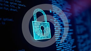 Secure Digital Lock Icon Representing Cybersecurity and Data Protection