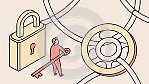Secure Digital Lock and Key Access, vector design Generative AI