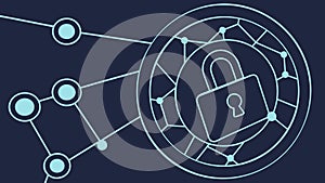 Secure Digital Lock with Network Connections, Cybersecurity Concept, vector design Generative AI