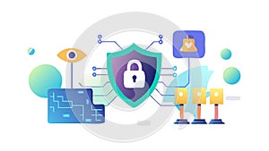 Secure Digital Network. Cybersecurity Infrastructure, vector design Generative AI