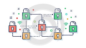 Secure Digital Network for Data Protection and Privacy, vector design Generative AI