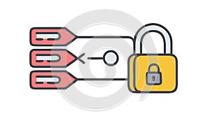 Secure Digital Workflow Icon with Padlock, vector design Generative AI