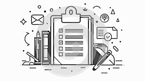 Secure Document File Lock Security Outline Icon Concept