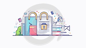 Secure Document File Lock Security Outline Icon Concept