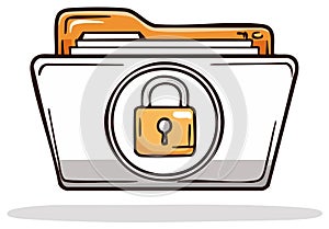 Secure Document Folder Icon with Lock Symbol