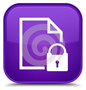 Secure document icon special purple square button